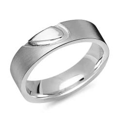 925er Silberring poliert mit halbem Herz R8564SL