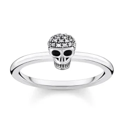 925er Silberring Totenkopf für Damen mit Zirkonia TR2327-643-14