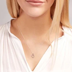 750er Weißgold Anhänger Herz mit Diamanten BDP0029-18KWSL