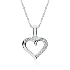 750er Weißgold Anhänger Herz mit Diamanten BDP0029-18KWSL