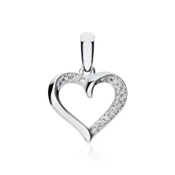 750er Weißgold Anhänger Herz mit Diamanten BDP0029-18KWSL