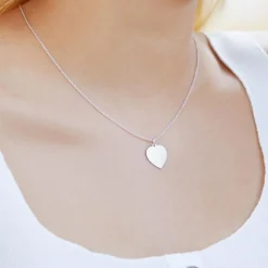 585er Weißgold Anhänger in Herzform gravierbar GP0290SL