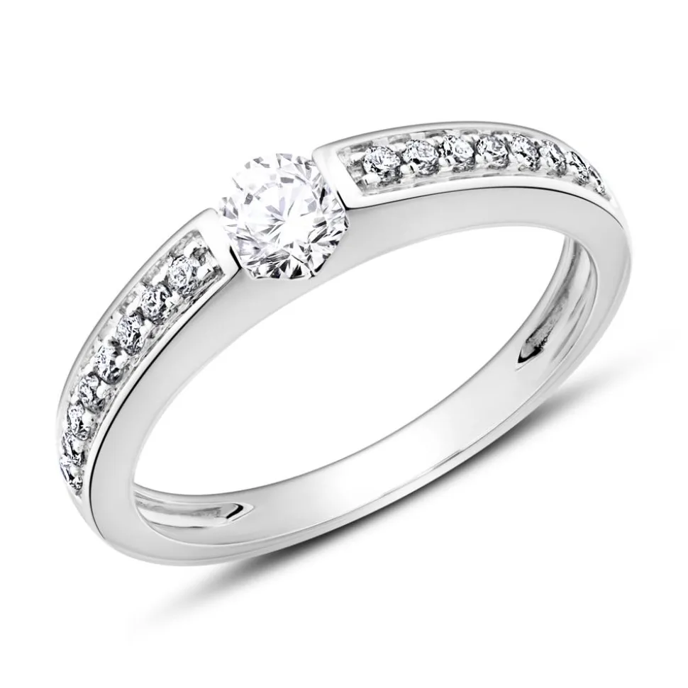 750er Weißgold Damenring mit Diamanten VR0516-18KWSL