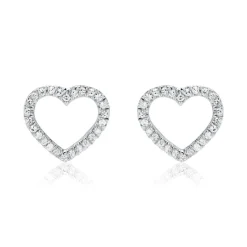 585er Weißgold Herzohrstecker mit Diamanten DE0199-W