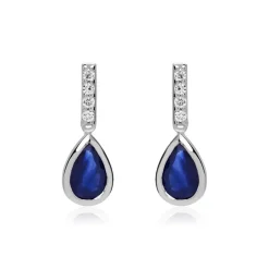 585er Weißgold Ohrstecker mit Saphiren und Diamanten DE0231