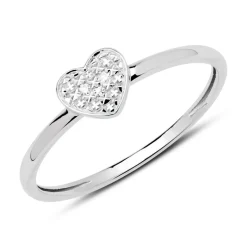 585er Weißgold Ring Herz mit 3 Diamanten DR0421
