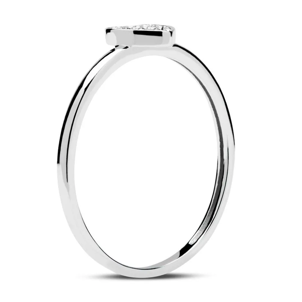 585er Weißgold Ring Herz mit 3 Diamanten DR0421
