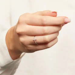 585er Weißgold Ring Kreuz 17 Diamanten DR0382