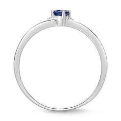 585er Weißgold Ring mit 5 Diamanten und Saphir DR0370SL