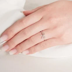 585er Weißgold Ring Schleife mit 14 Diamanten DR0371SL