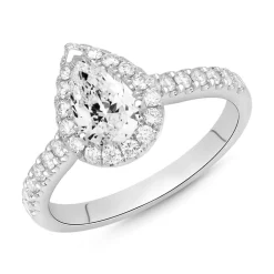 750er Weißgold Ring Tropfen mit Diamanten DR0269SL