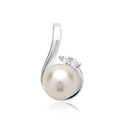 585er Weißgold-Anhänger Perle 2 Diamanten DP0119SL