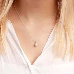 585er Weißgold-Anhänger Perle 2 Diamanten DP0119SL