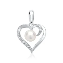 585er Weißgold-Anhänger Perle 4 Diamanten DP0123SL