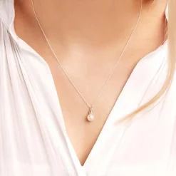 585er Weißgold-Anhänger Perle 2 Diamanten DP0124SL