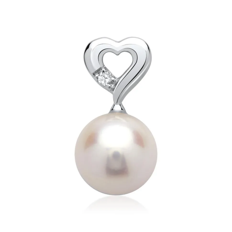 585er Weißgold-Anhänger Perle Diamant 0,0085 ct. DP0113SL