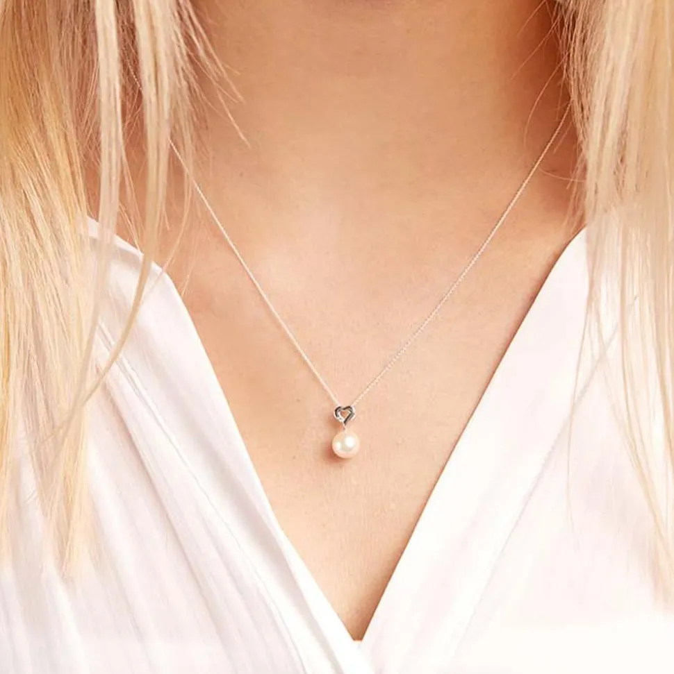 585er Weißgold-Anhänger Perle Diamant 0,0085 ct. DP0113SL