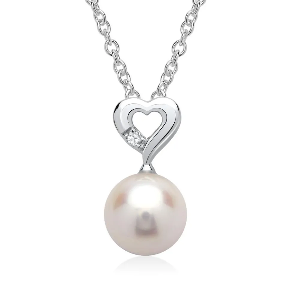 585er Weißgold-Anhänger Perle Diamant 0,0085 ct. DP0113SL