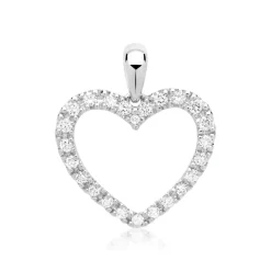 585er Weißgold-Herz-Anhänger 24 Diamanten BDP0010-14KWSL