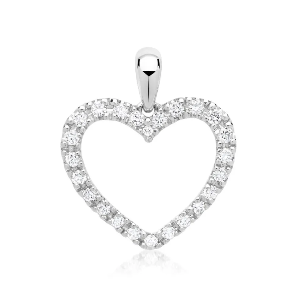 585er Weißgold-Herz-Anhänger 24 Diamanten BDP0010-14KWSL