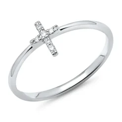 585er Weißgold-Ring Kreuz mit 6 Diamanten 0,03 ct. DR0203SL