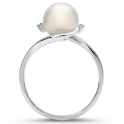 585er Weißgold-Ring Perle 4 Diamanten 0,028 ct. DR0211