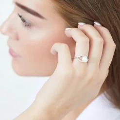 585er Weißgold-Ring Perle Diamanten 0,054 ct. DR0237