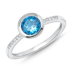 585er Weißgold-Ring Topas Diamanten 0,073 ct. DR0228