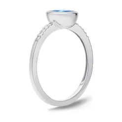 585er Weißgold-Ring Topas Diamanten 0,073 ct. DR0228