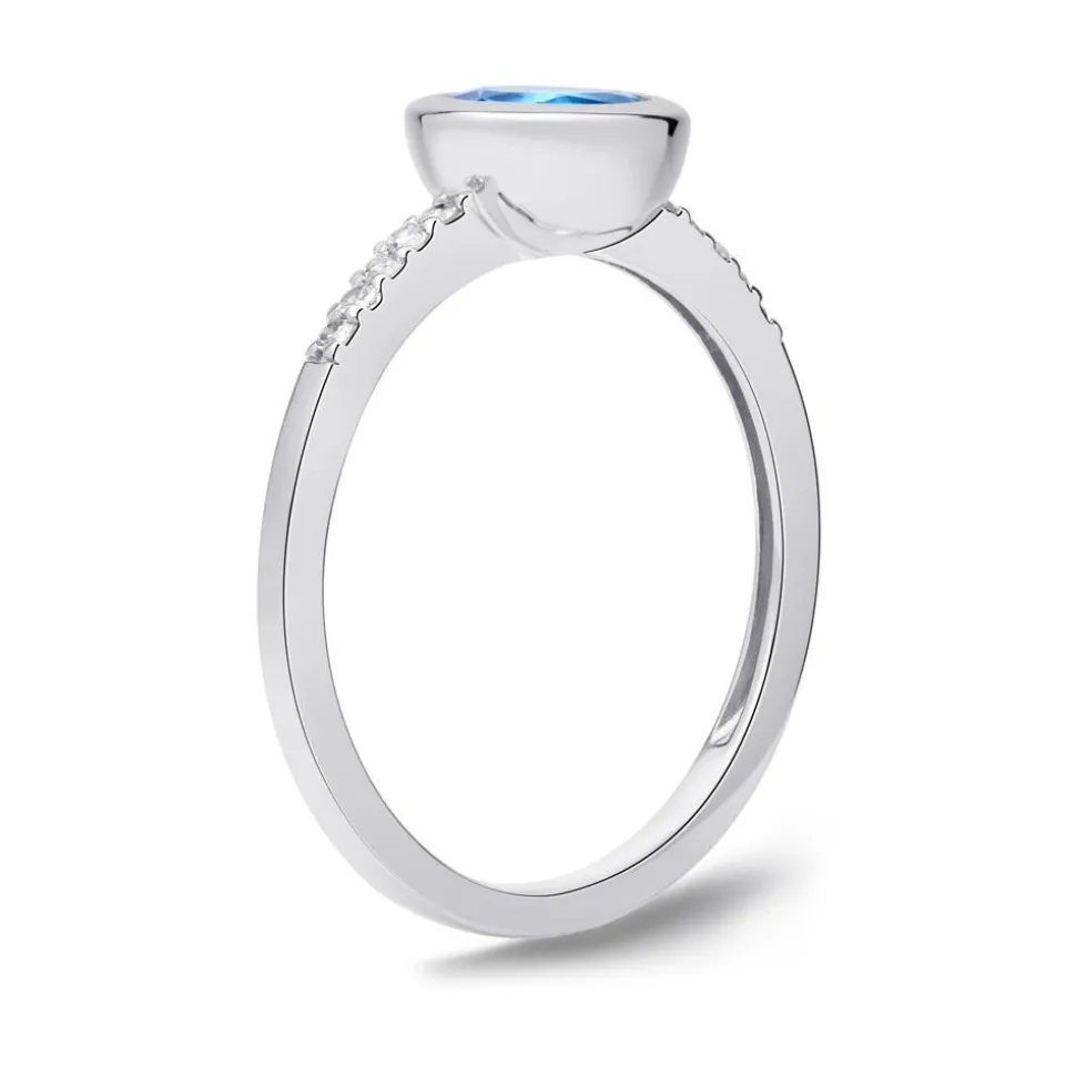 585er Weißgold-Ring Topas Diamanten 0,073 ct. DR0228