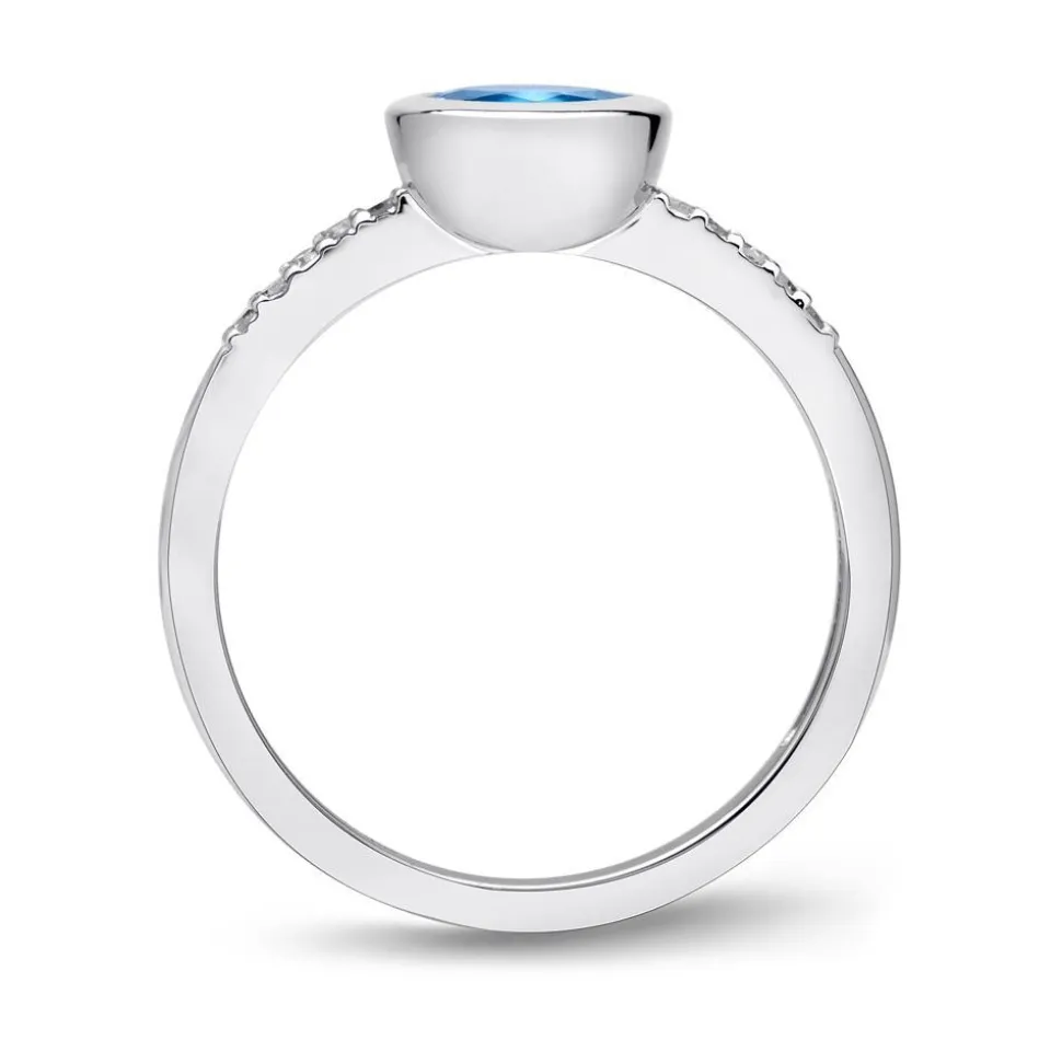 585er Weißgold-Ring Topas Diamanten 0,073 ct. DR0228