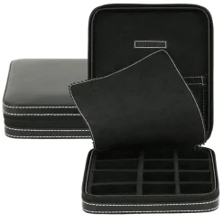 Etui für Manschettenknöpfe in schwarz Leder 26109-2