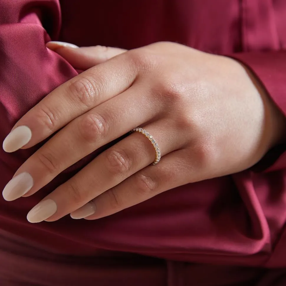 Ewigkeitsring mit Krappenfassung, Diamanten, Gelbgold BDR0132-GSL