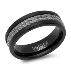 Exklusiver Edelstahlring schwarz ionisiert R5069SL