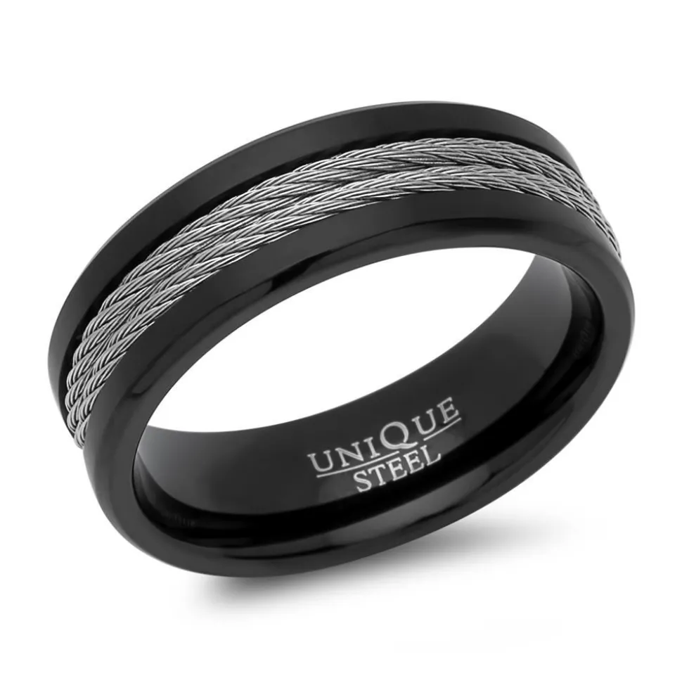 Exklusiver Edelstahlring schwarz ionisiert R5069SL