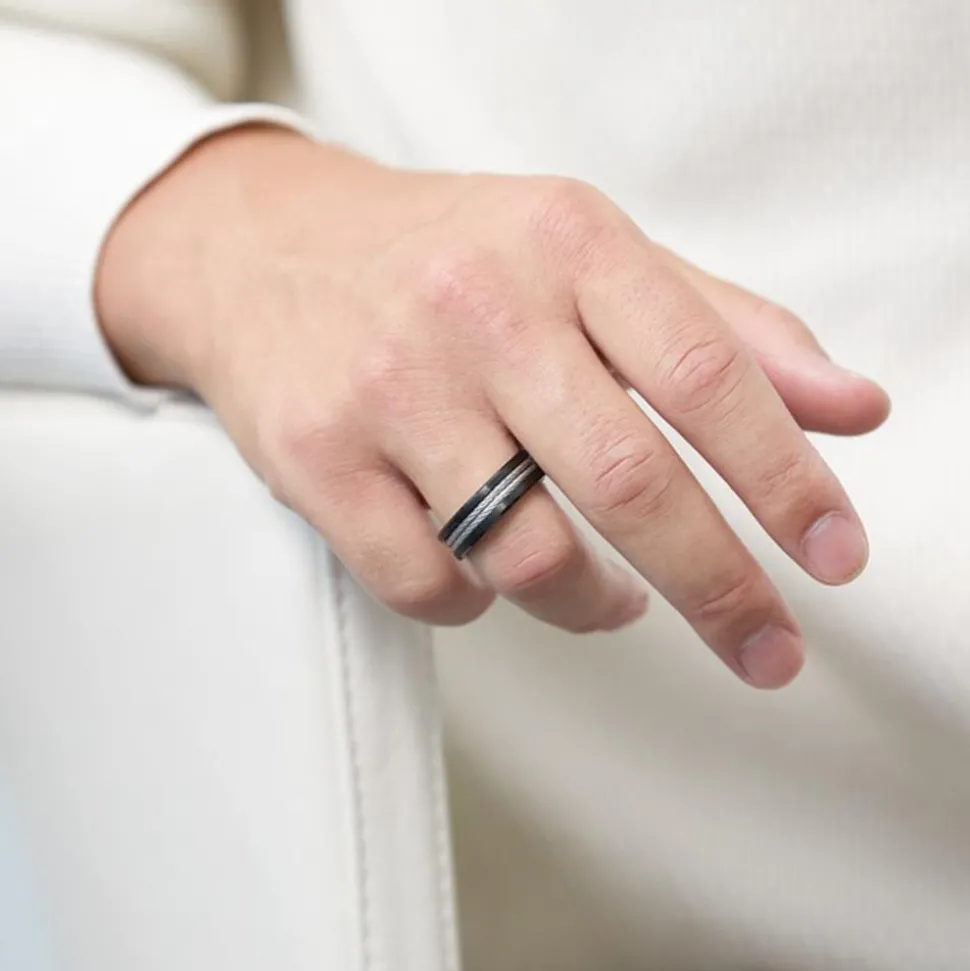 Exklusiver Edelstahlring schwarz ionisiert R5069SL