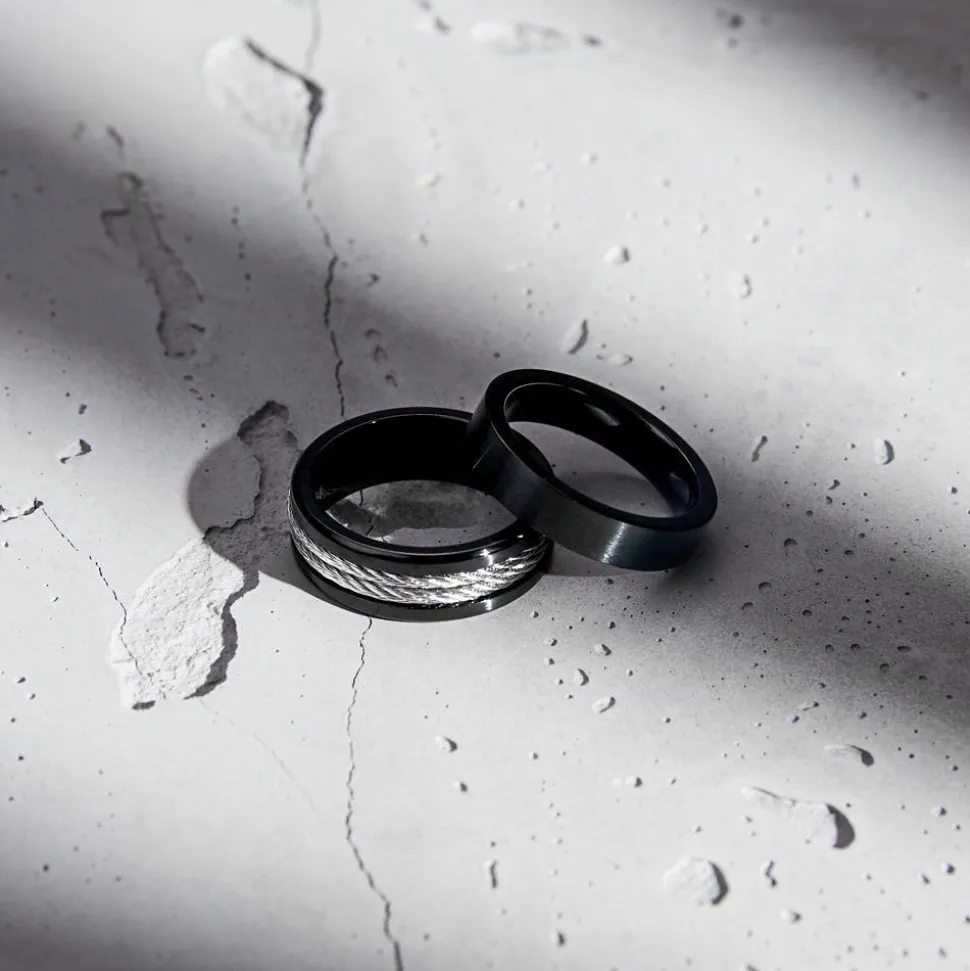 Exklusiver Edelstahlring schwarz ionisiert R5069SL