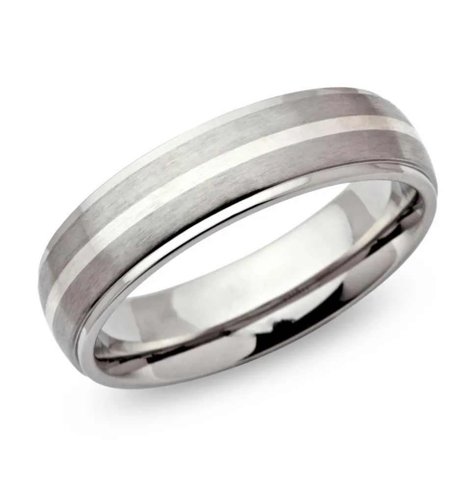 Exklusiver Edelstahlring rund Silbereinlage 6mm R9119SL