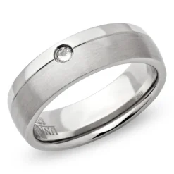 Exklusiver Edelstahlring Zirkonia matt 6mm R9111czSL