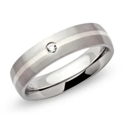 Exklusiver Edelstahlring Silber Zirkonia 5mm R9118czSL