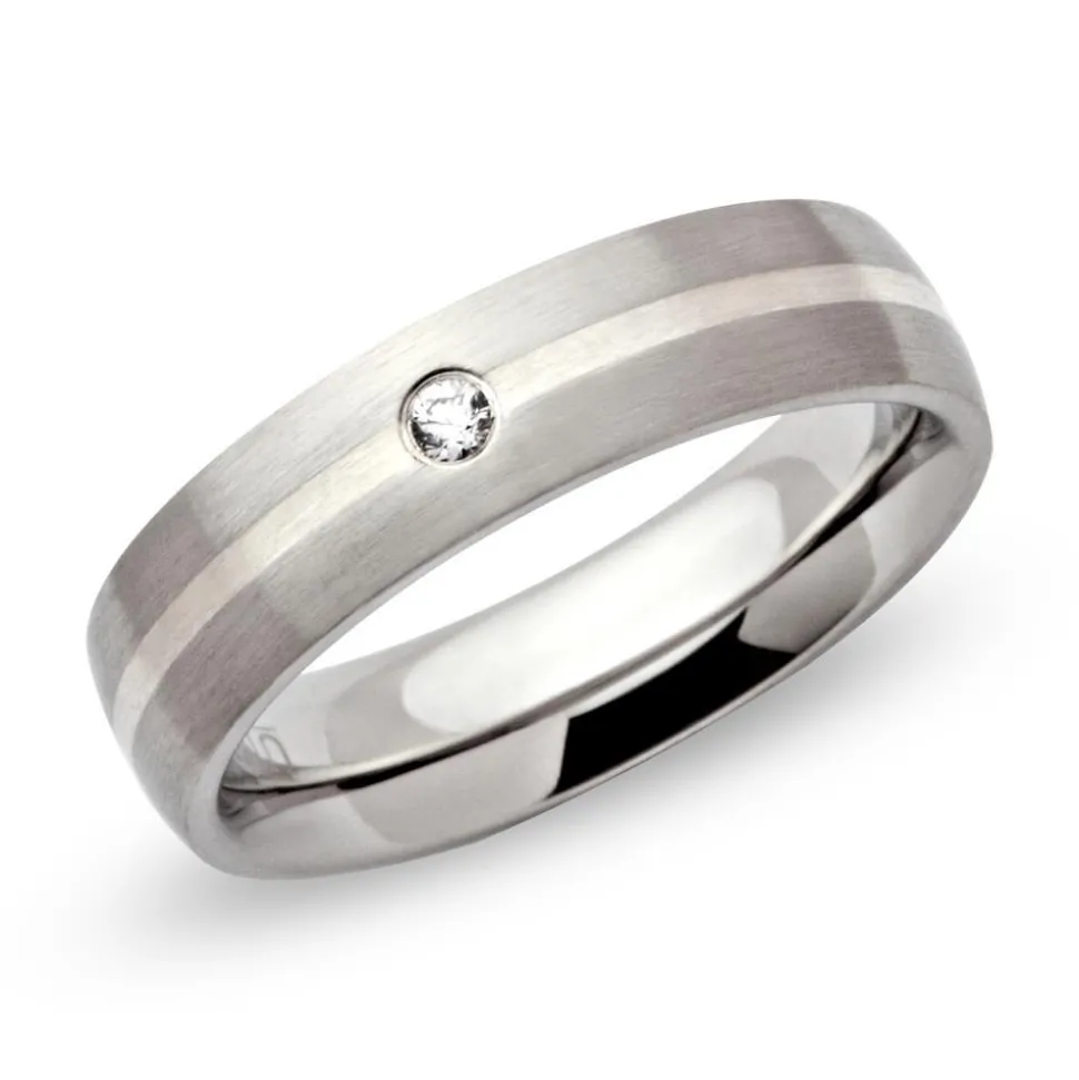 Exklusiver Edelstahlring Silber Zirkonia 5mm R9118czSL
