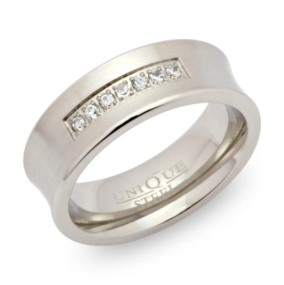 Exklusiver mattierter Edelstahlring Zirkonia R9177czSL