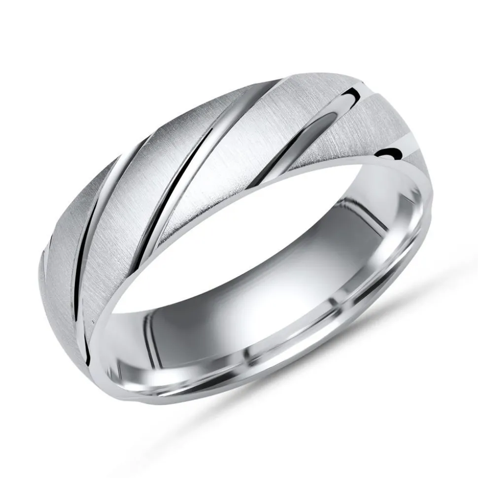 Exklusiver Ring 925 Silber mit Glanzrillen 6mm R8506SL