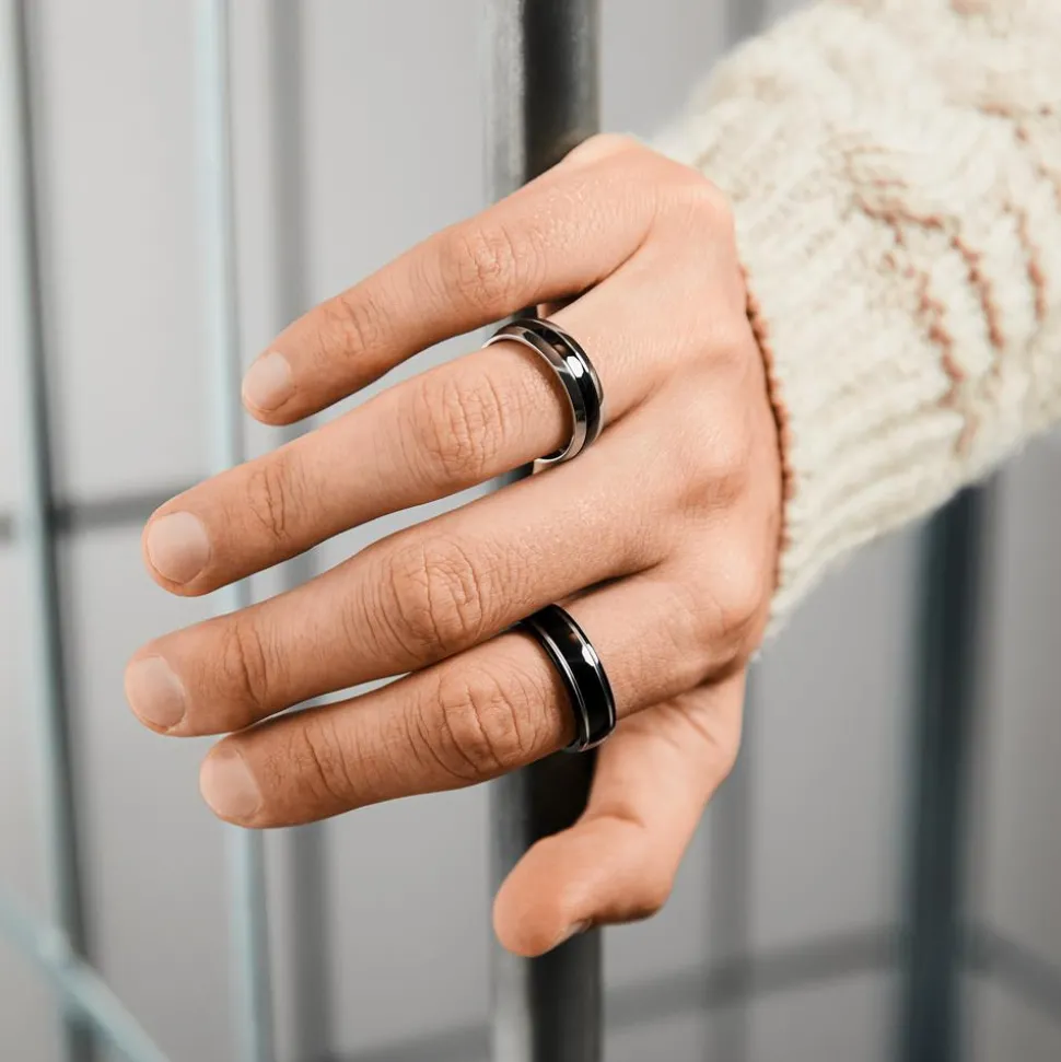 Exklusiver Ring Edelstahl poliert 7mm ionisiert R9108SL