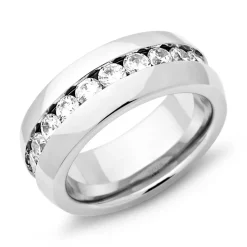 Exklusiver Ring Edelstahl Zirkonia Steine R9101czSL