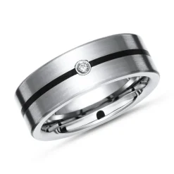 Exklusiver Ring Titan Diamant schwarze Linie 7mm TR0077SL