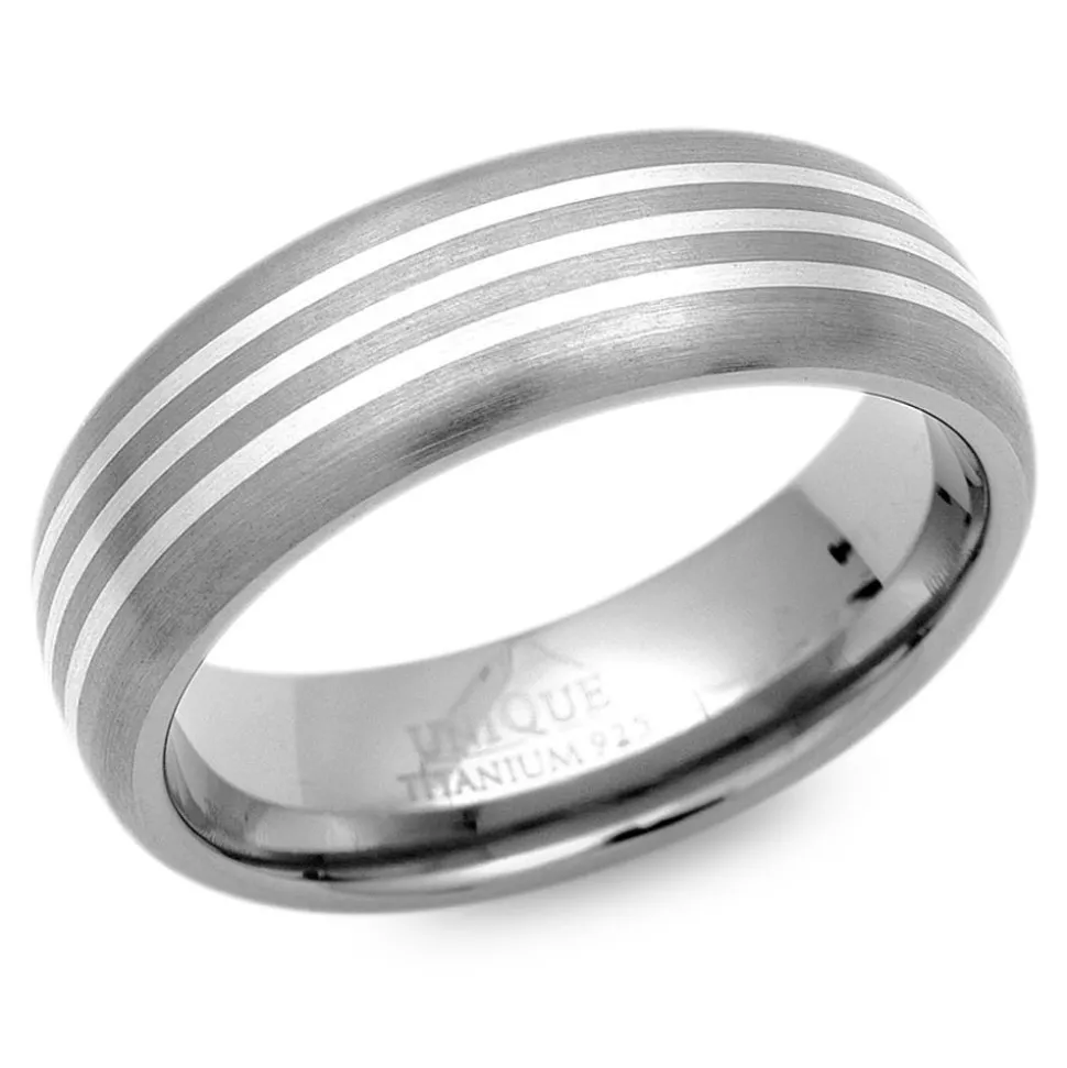 Exklusiver Ring Titan drei Einlage Silbern TR0032-1SL