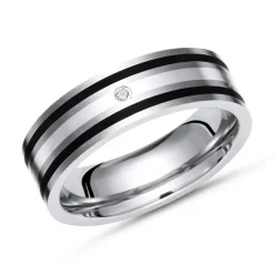 Exklusiver Ring Titan Einlage Silber & Diamant TR0049SL