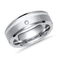 Exklusiver Ring Titan Einlage Silber & Brillant TR0013SL