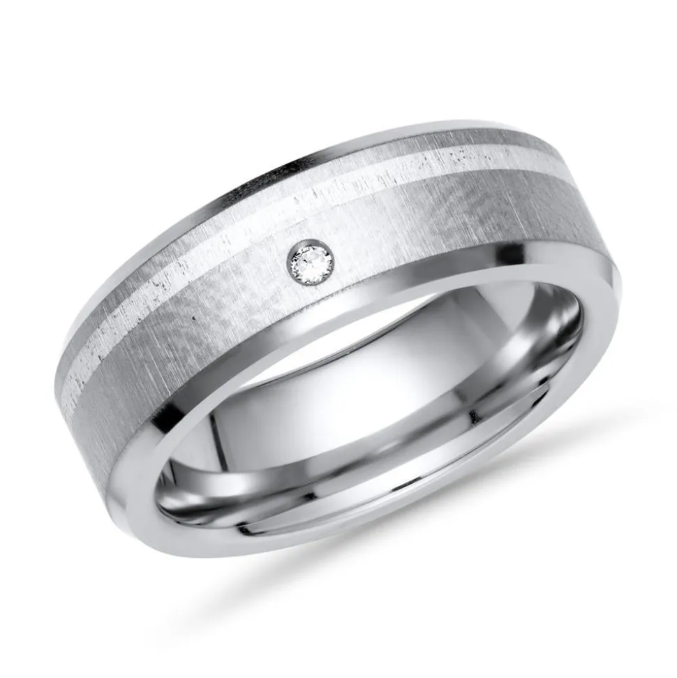 Exklusiver Ring Titan Einlage Silber & Brillant TR0013SL